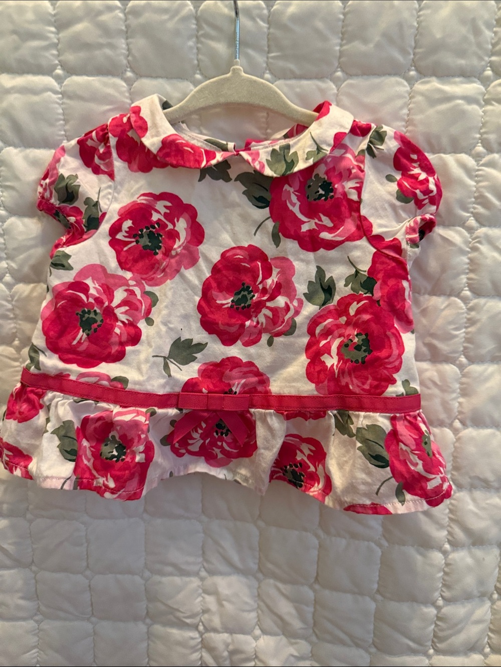 Janie and Jack White Peplum Top with Pink Floral Print